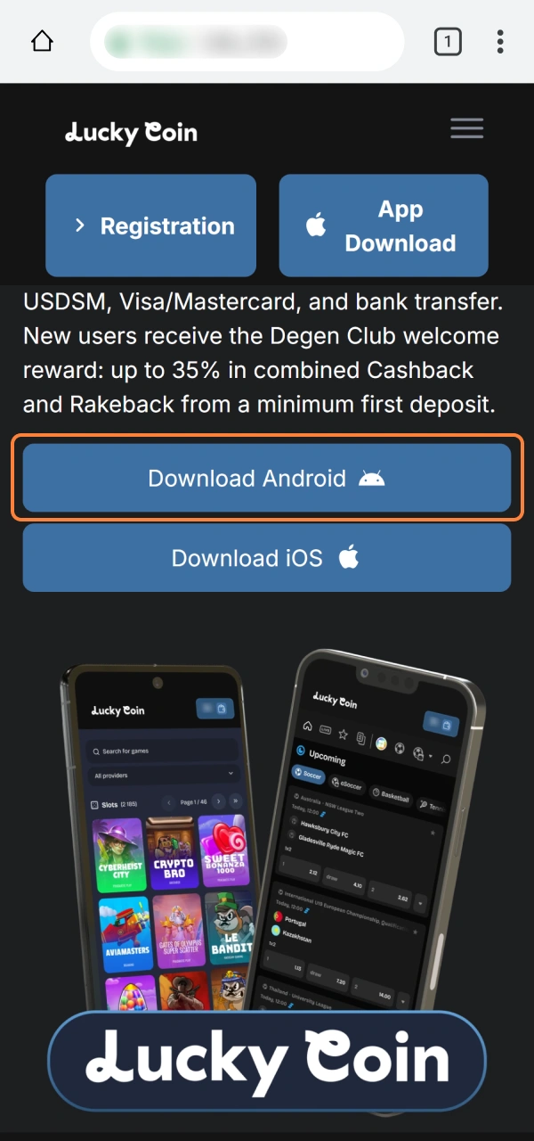 Save the mobile setup folder file to download Lucky Coin Android App.