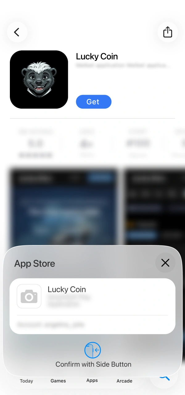 Pass your FaceID face verification script to load the Lucky Coin App.
