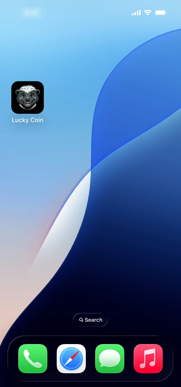 Press the desktop shortcut symbol to access your mobile Lucky Coin App.