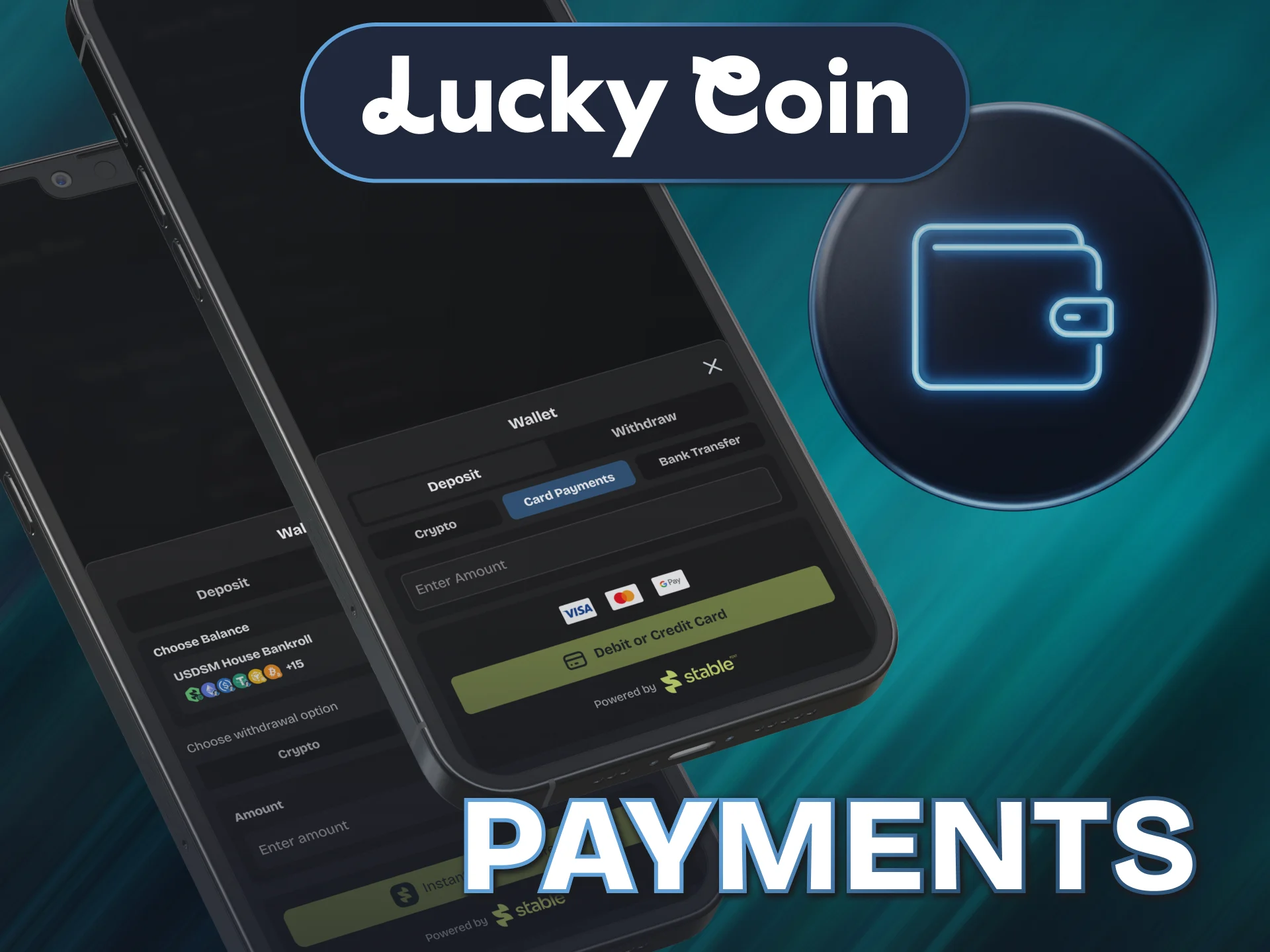 Deposit funds using legal local payment tools through Lucky Coin App.