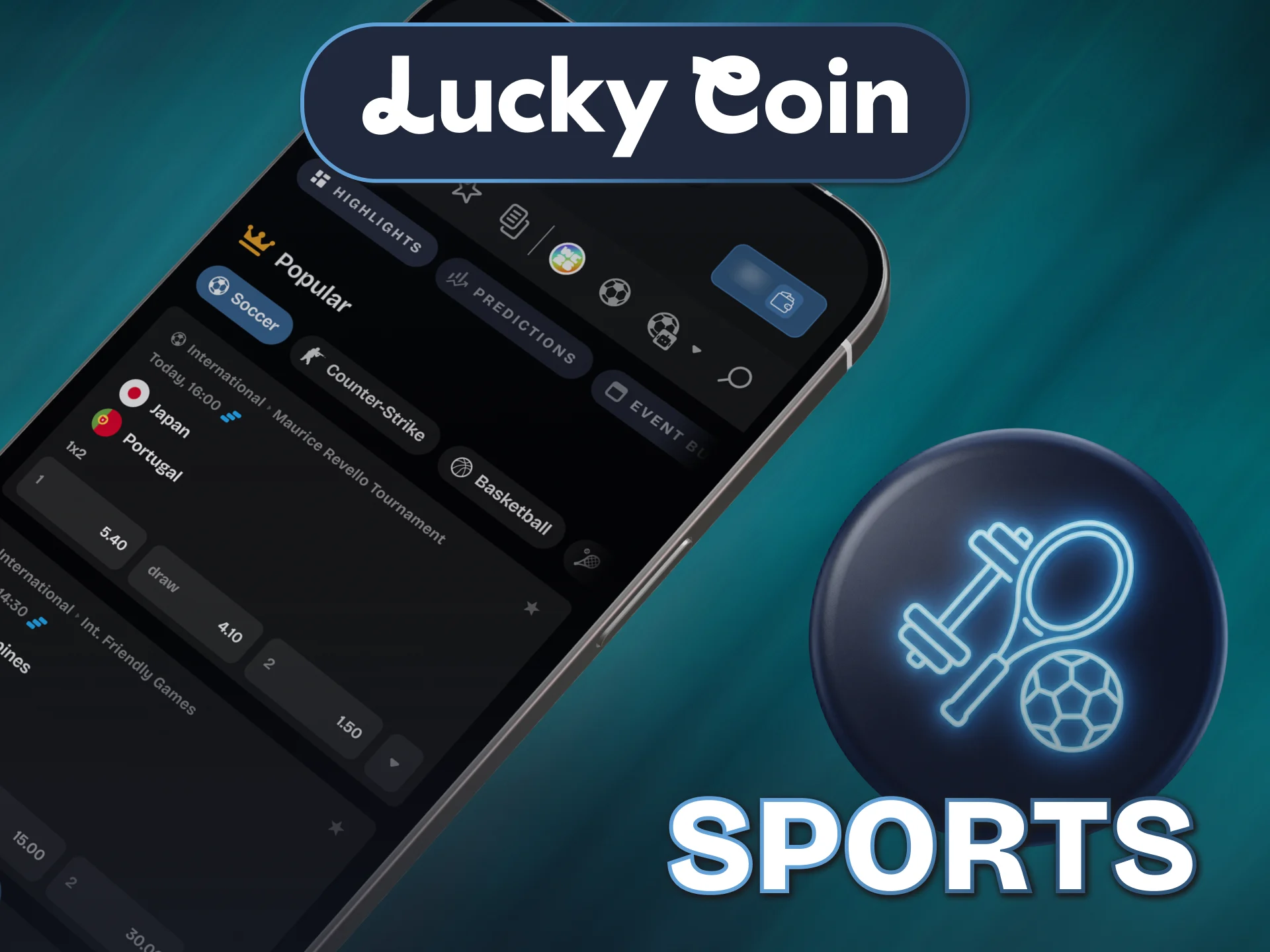 Browse daily live sports match lines on the Lucky Coin App.