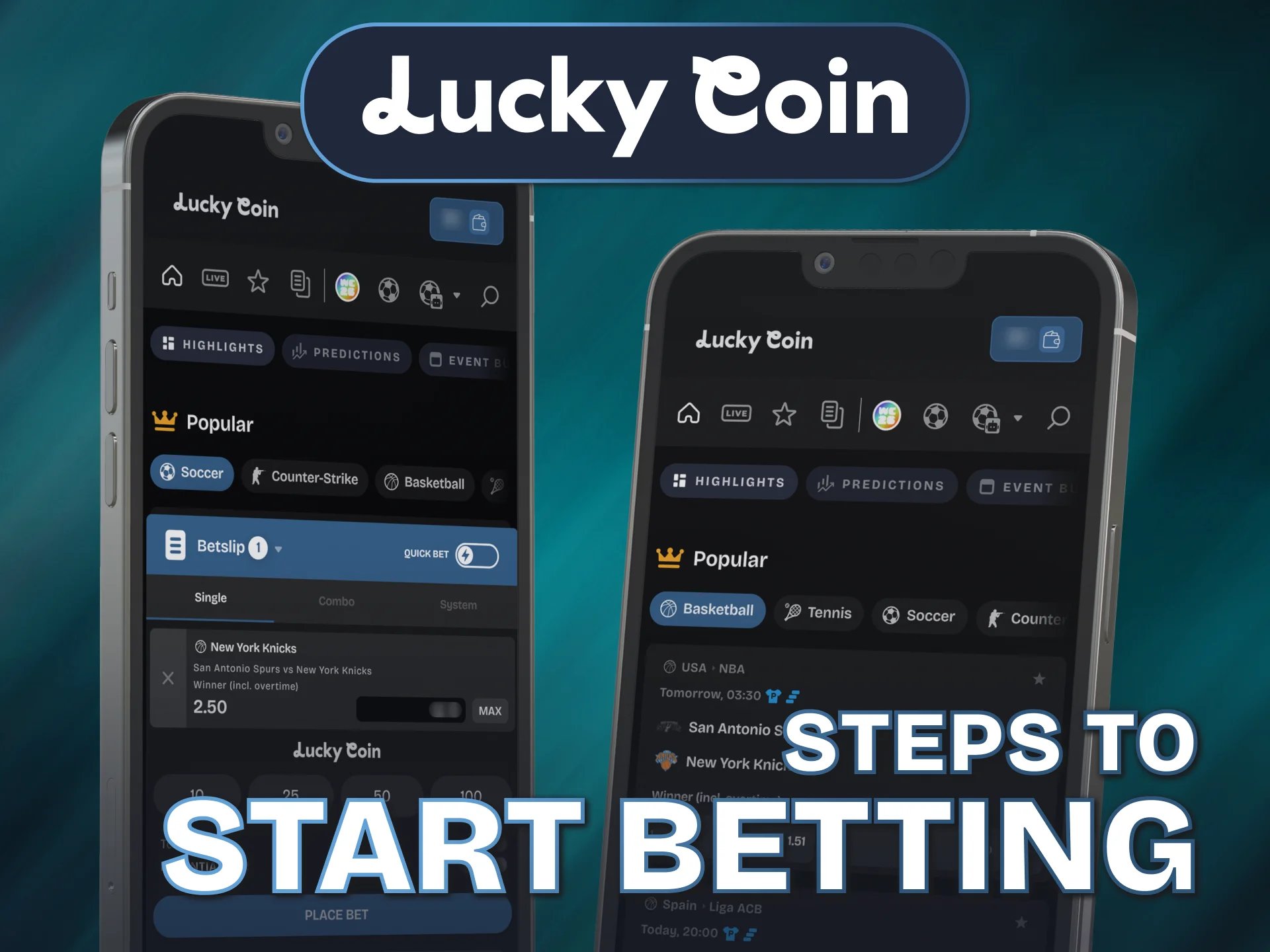 Place your initial wager effortlessly via the mobile Lucky Coin App.