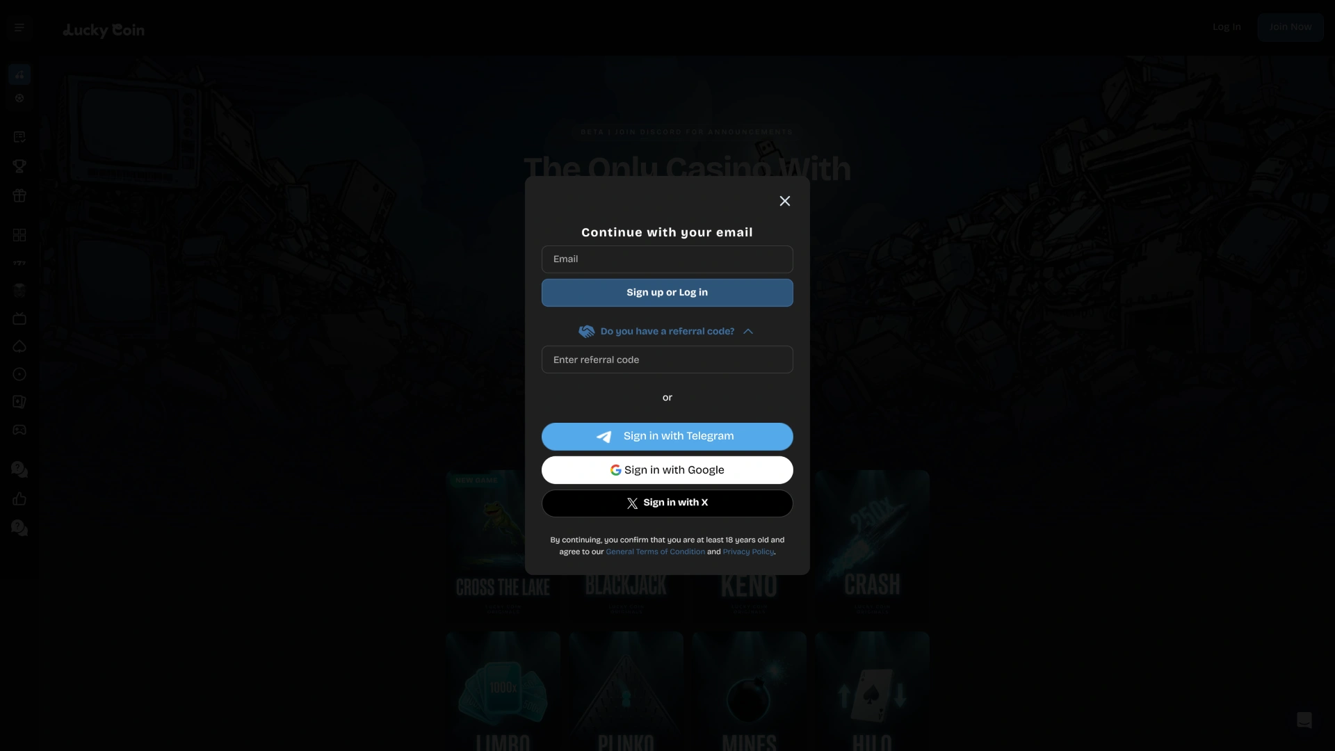View the swift interface registration form windows at Lucky Coin.
