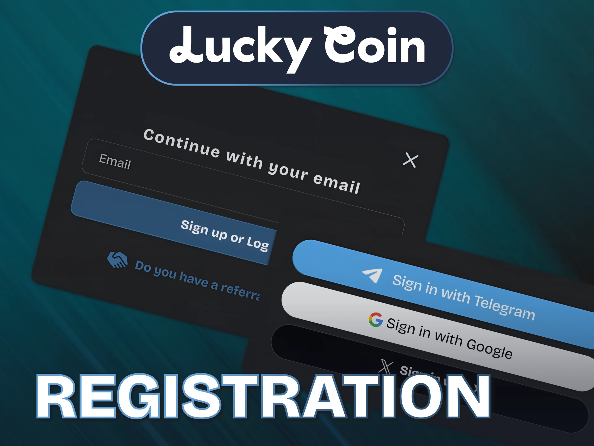 Sign up easily using the homepage form to start your Lucky Coin journey.