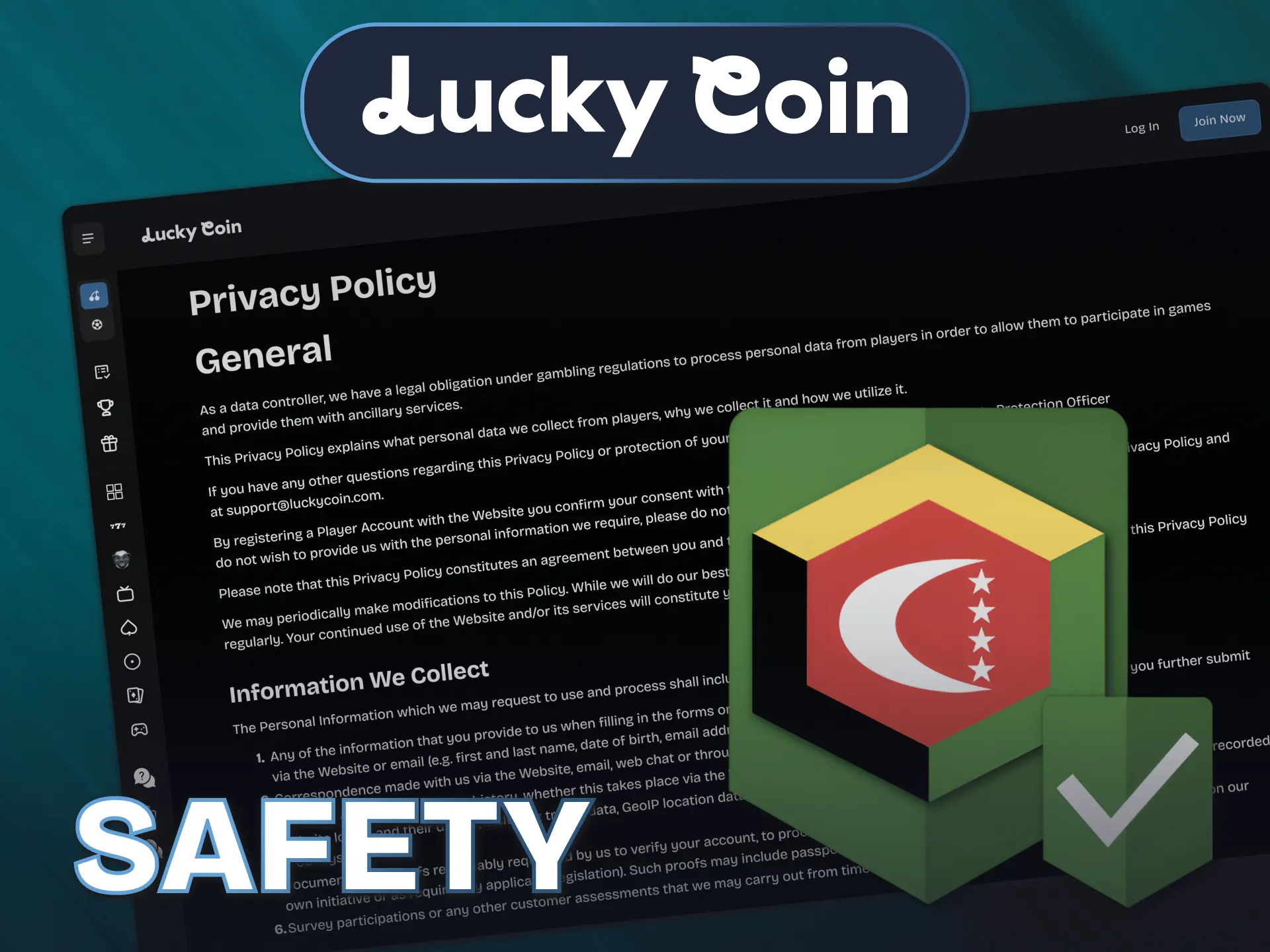 Review safe licensing details and local compliance laws on the Lucky Coin.