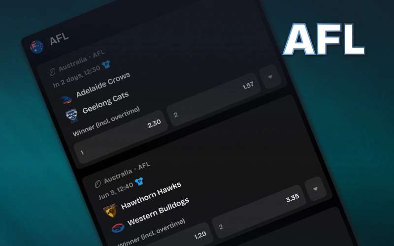Place competitive wagers on local AFL sports matches at Lucky Coin.