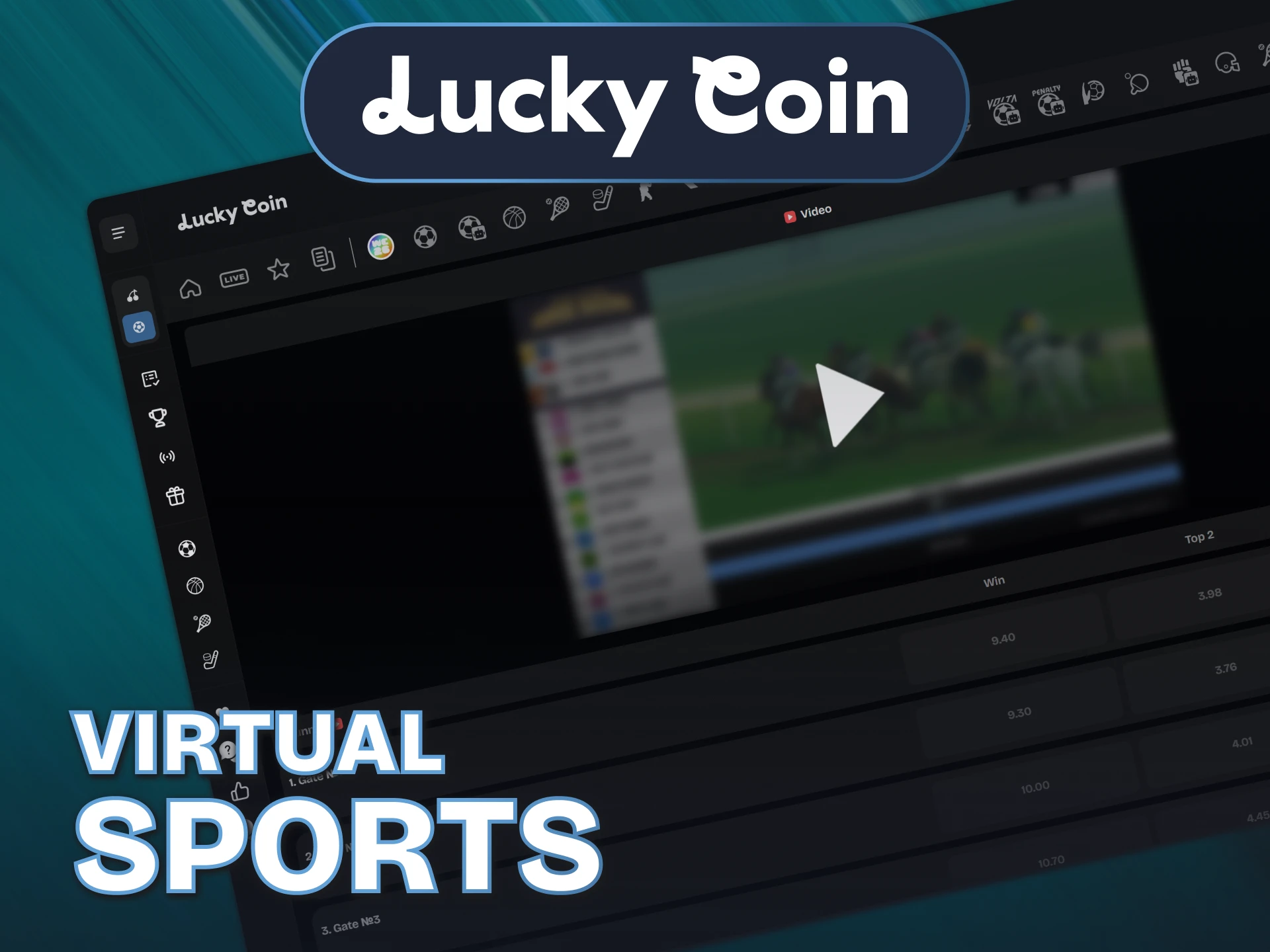Bet on modern virtual sports events on the dynamic Lucky Coin homepage.