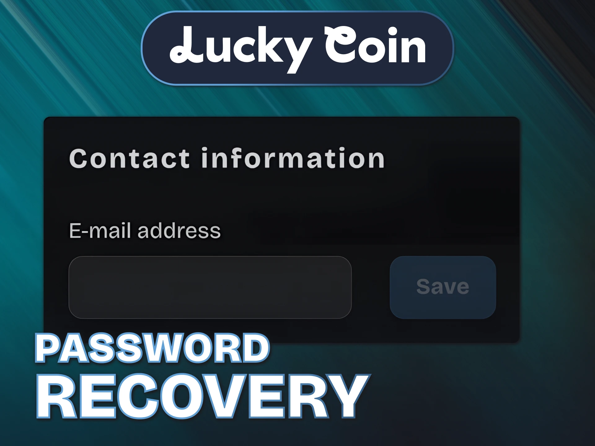 Reset your account login security data tied to your Lucky Coin Registration.