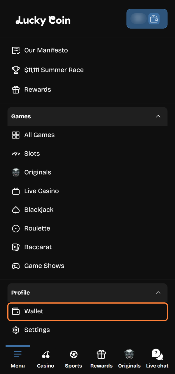 Navigate to the payout management tab to schedule your Lucky Coin Withdrawal.